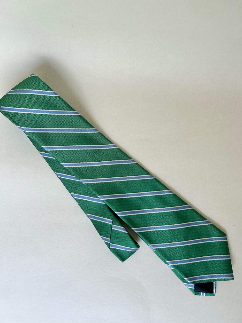 Brooks Brothers Green Tie with White and Navy Stripes NWT
